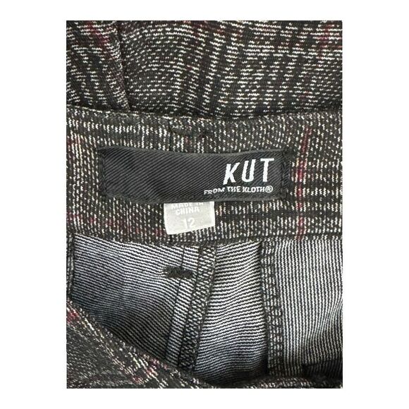 Kut From The Kloth Women's Gray Checkered Tapered Dress Pants Size 12 NWOT - Picture 6 of 7